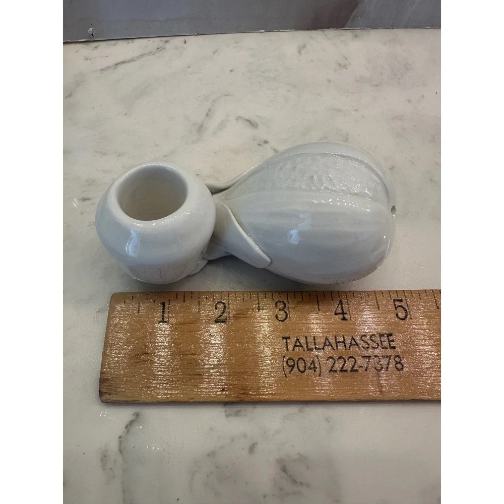 Williams Sonoma Grande Cuisine Fruit Candleholders Set/2 White Ceramic Italy Vtg